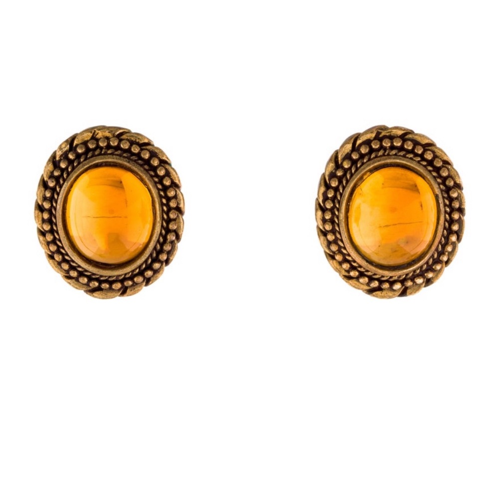 Stephen Dweck Citrine cabachon and Brass earclips